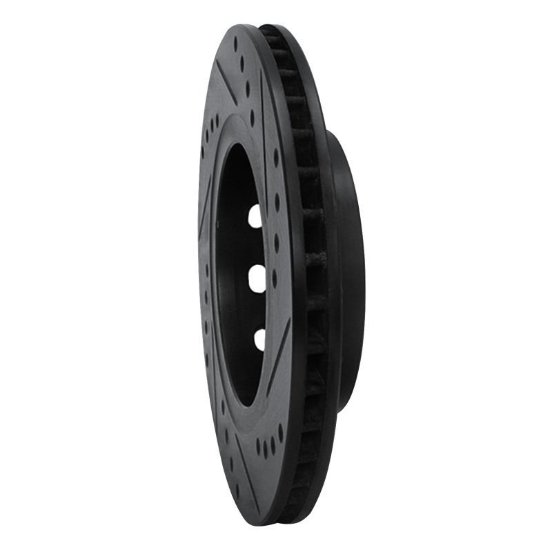 Audi S4 Brake Rotor (1) - Rear Left - R1 Concepts - Drilled & Slotted - Black - `00-`02